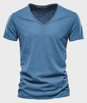 Heren T-shirt van 100% Katoen met V-hals - Dun & Kort Gebreid - Maten S-5XL
