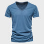 Heren T-shirt van 100% Katoen met V-hals - Dun & Kort Gebreid - Maten S-5XL