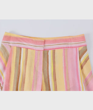 Dames Wide Leg Pantalon met Kleurrijke Strepen - Casual & Modieus