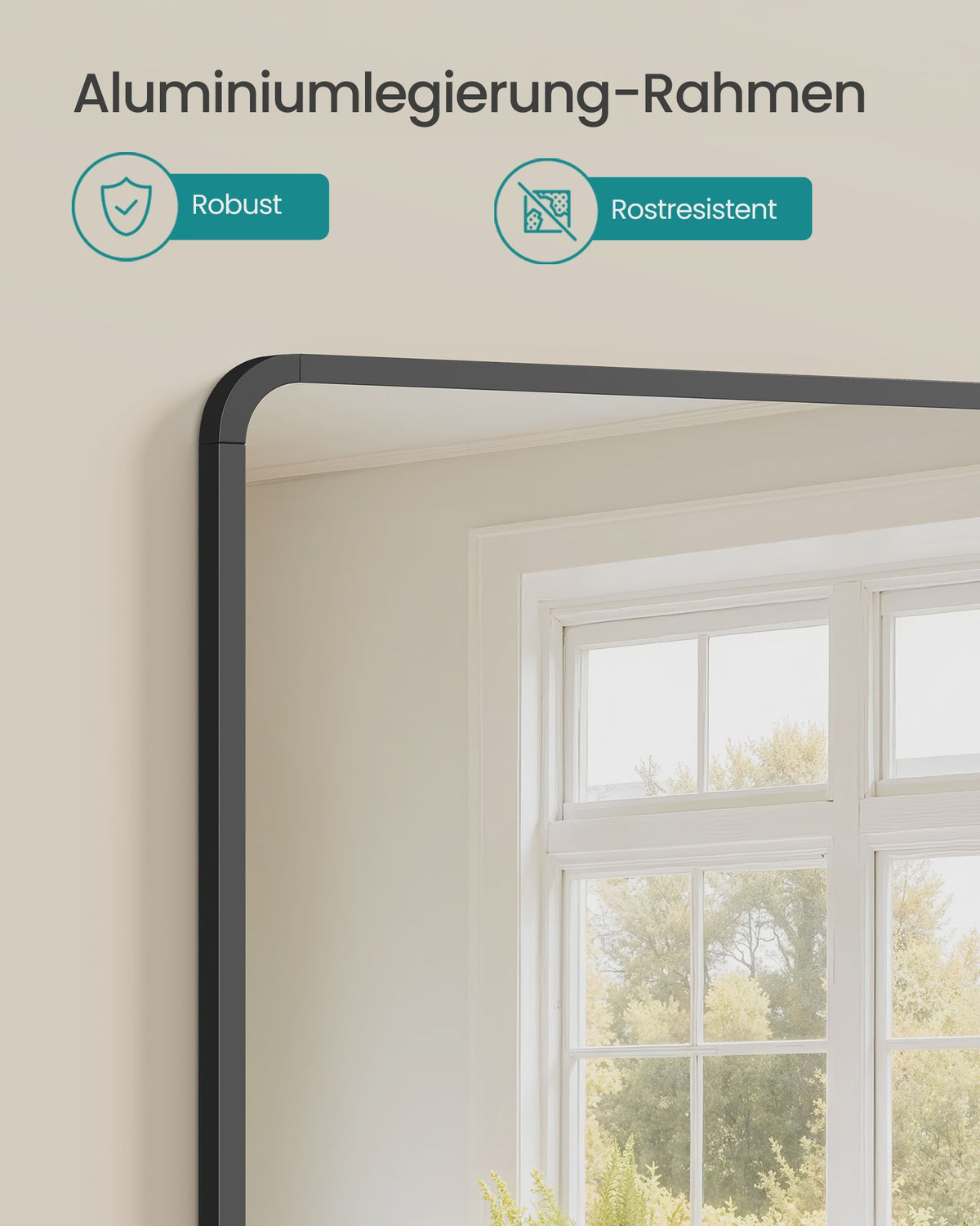 Rechthoekige Wandspiegel met Aluminium Frame en Veiligheidsglas - 61x91 cm