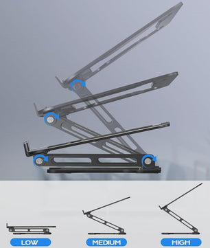 Verstelbare Aluminium Laptop & Tablet Stand - Draagbaar, Opvouwbaar & Koelend