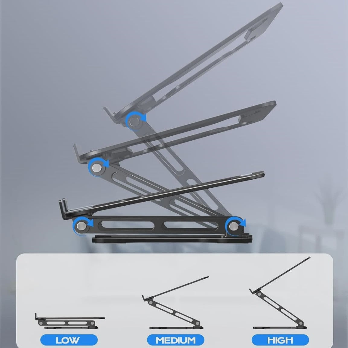 Verstelbare Aluminium Laptop & Tablet Stand - Draagbaar, Opvouwbaar & Koelend