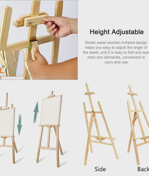 Houten Ezel Standbeeld 150/175 cm - Verstelbaar voor Kunst, Bruiloftsborden & Posters