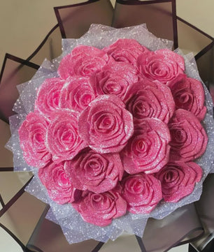 Glitter Rozen Kunstbloemen (7/6 cm) - 10 of 30 Stuks - Perfect voor DIY Boeketten & Cadeaus