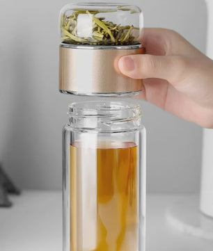 Dubbellaagse Glazen Theefles met Infuser - 420ml - Hittebestendig Borosilicaatglas
