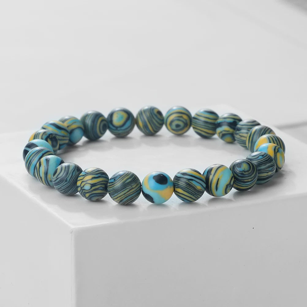 8mm Natuurlijke Malachiet Edelsteen Armband - Handgemaakt, Elastisch