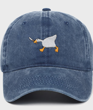 Unieke Geborduurde Baseball Cap met Gans Patroon - Casual Stadsstijl