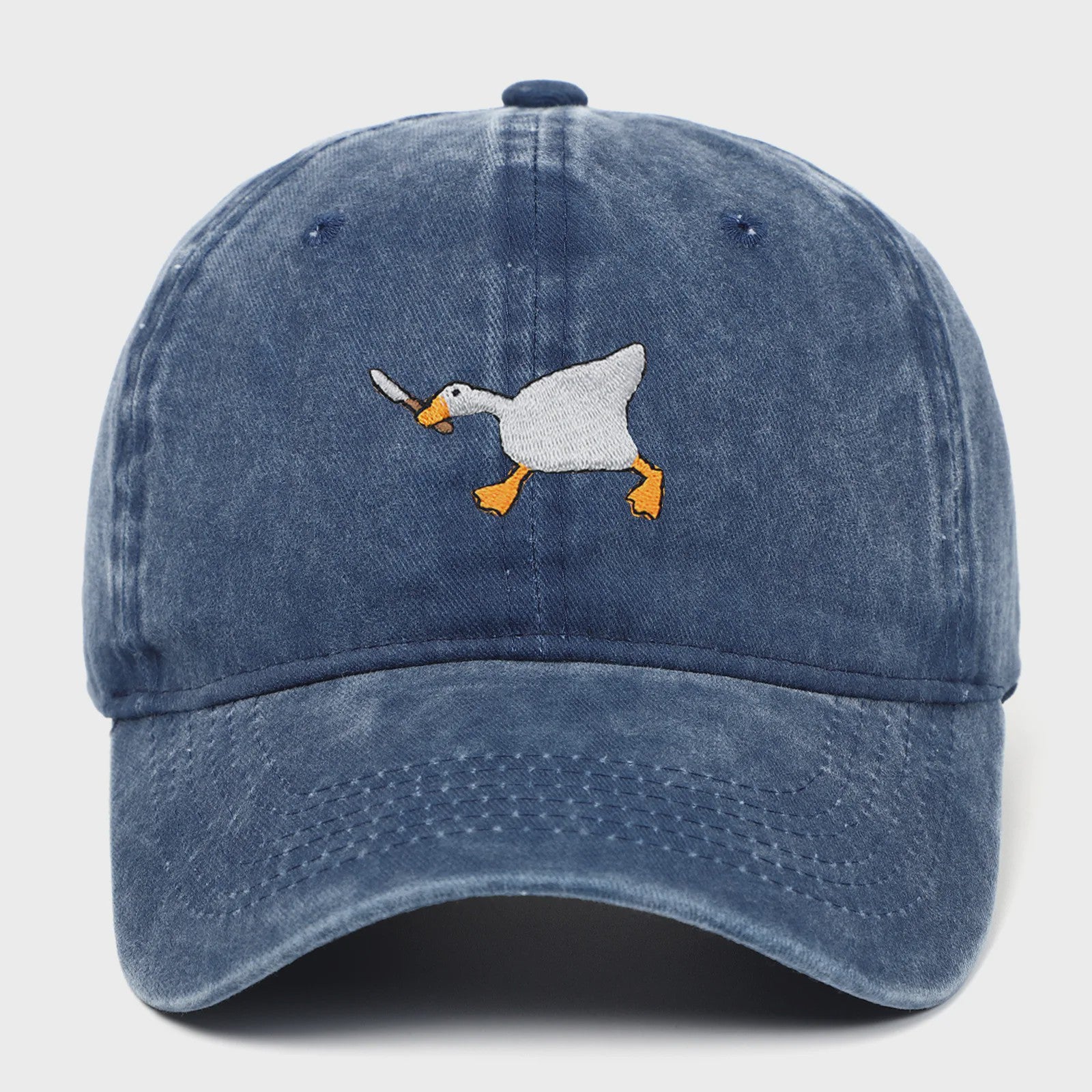 Unieke Geborduurde Baseball Cap met Gans Patroon - Casual Stadsstijl