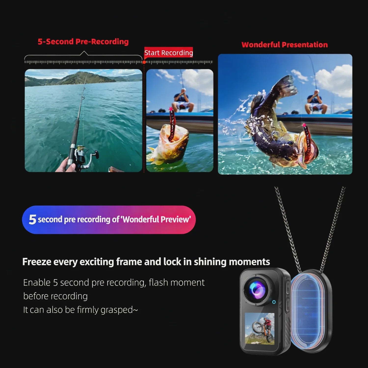 5K Mini Action Camera met Anti-Shake, Touchscreen & Waterdicht Ontwerp - Ideaal voor Motor, Fiets & Outdoor Sport