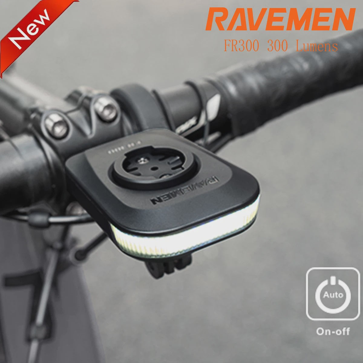 Ravemen FR300/FR160 Fietsverlichting Out-Front - USB Oplaadbaar, Waterdicht IPX6, Compatibel met Garmin/Wahoo