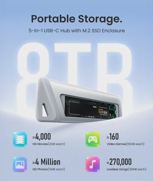 Vention USB-C Hub & M.2 NVMe SSD Enclosure: 10Gbps, 100W PD Oplader