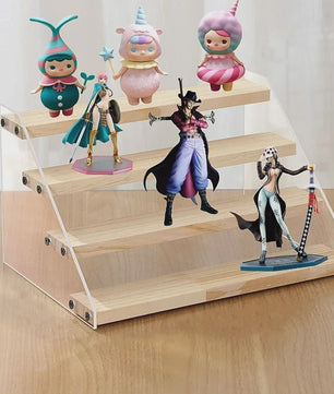Houten Display Rek met Acryl Plateaus - 2 tot 7 Lagen voor Actiefiguren & Verzamelingen