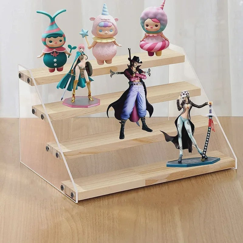 Houten Display Rek met Acryl Plateaus - 2 tot 7 Lagen voor Actiefiguren & Verzamelingen