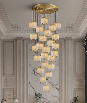 Luxe Marmer LED Kroonluchter Goud/Chroom - Dimbaar