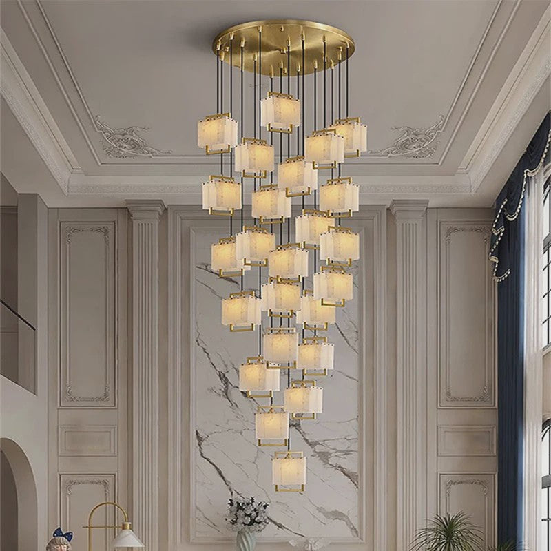 Luxe Marmer LED Kroonluchter Goud/Chroom - Dimbaar