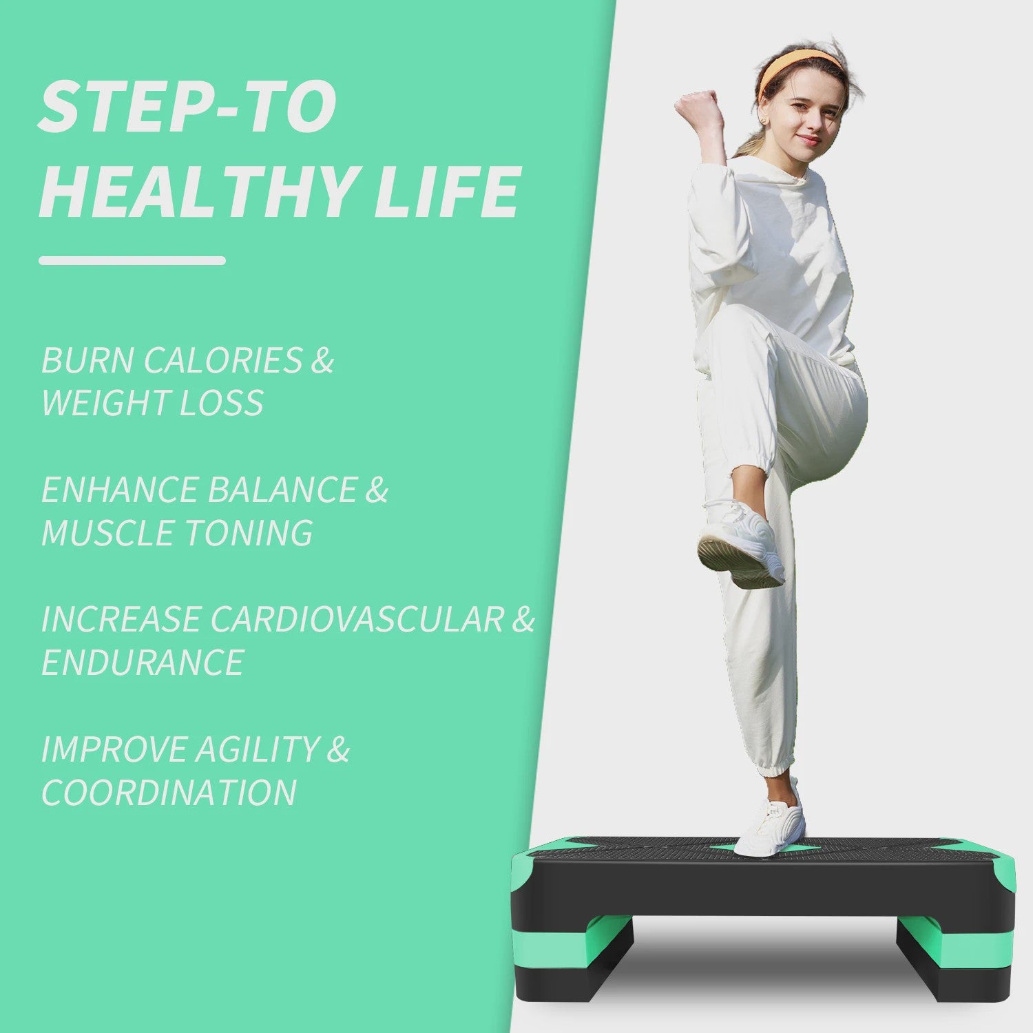 Aerobic Step Platform - Fitness Stepper voor Workout & Training - 68.5cm - 250kg Belastbaar