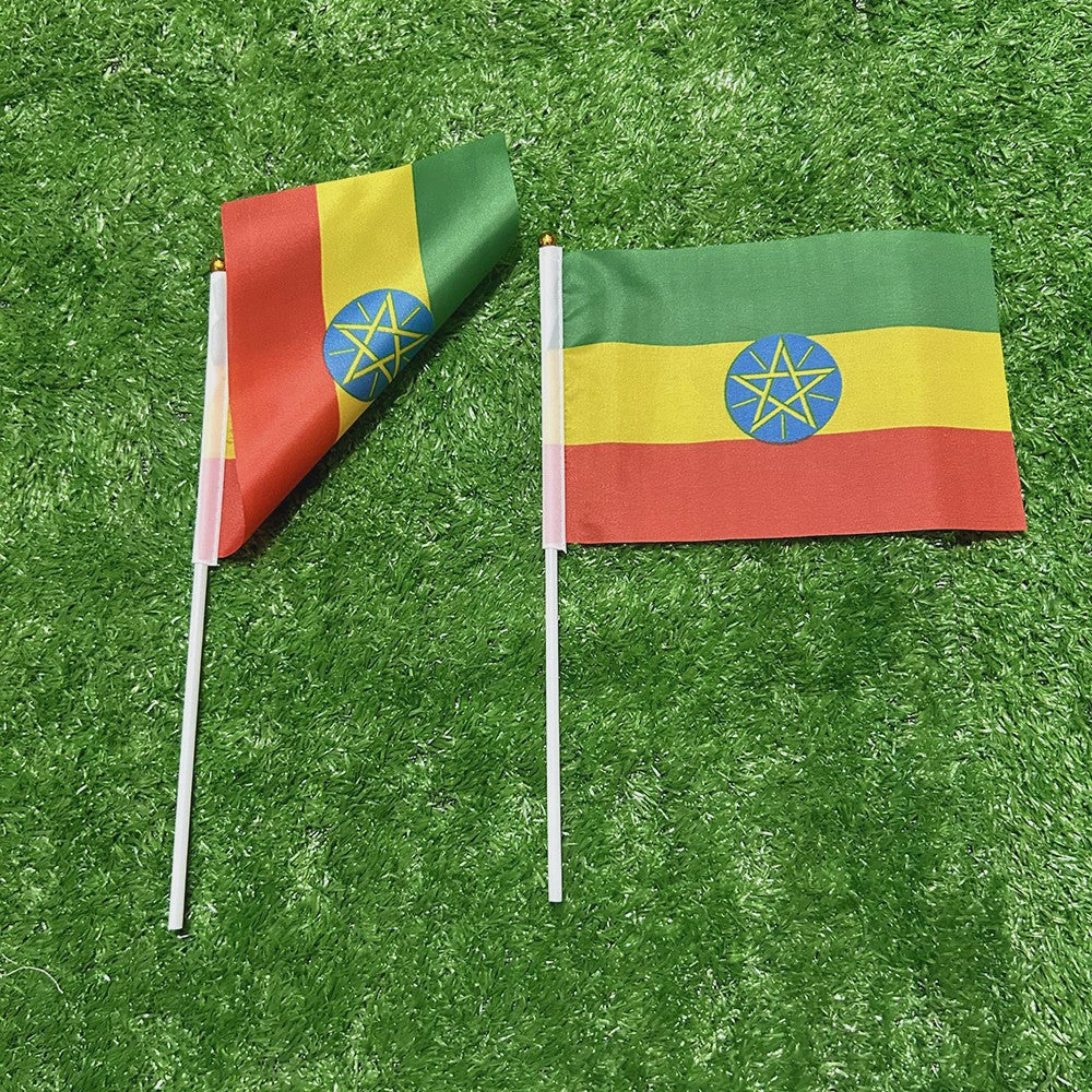 Ethiopië Handvlaggetjes 21x14cm met Plastic Stok - Set van 10, 20, 50 of 100 stuks