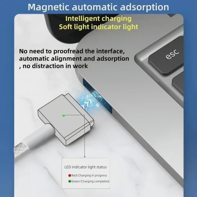 USB-C naar MagSafe 2 T-vorm Kabel voor MacBook Air/Pro - 1.8m Gevlochten Snellader