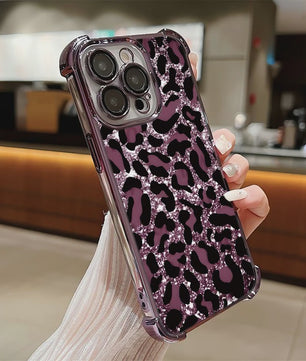 Luxe Leopard Print Telefoonhoesje met Plating & Anti-Val Bescherming voor Samsung