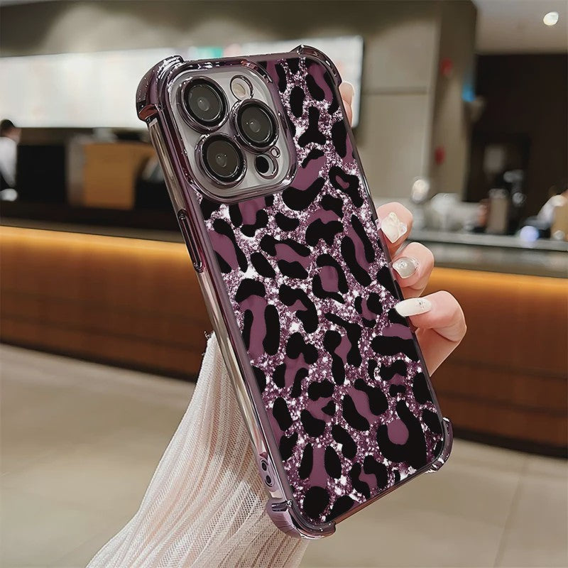 Luxe Leopard Print Telefoonhoesje met Plating & Anti-Val Bescherming voor Samsung
