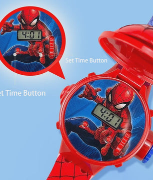Projectie Kinderhorloge met Superhelden - Spiderman, Iron Man, Captain America & Hulk