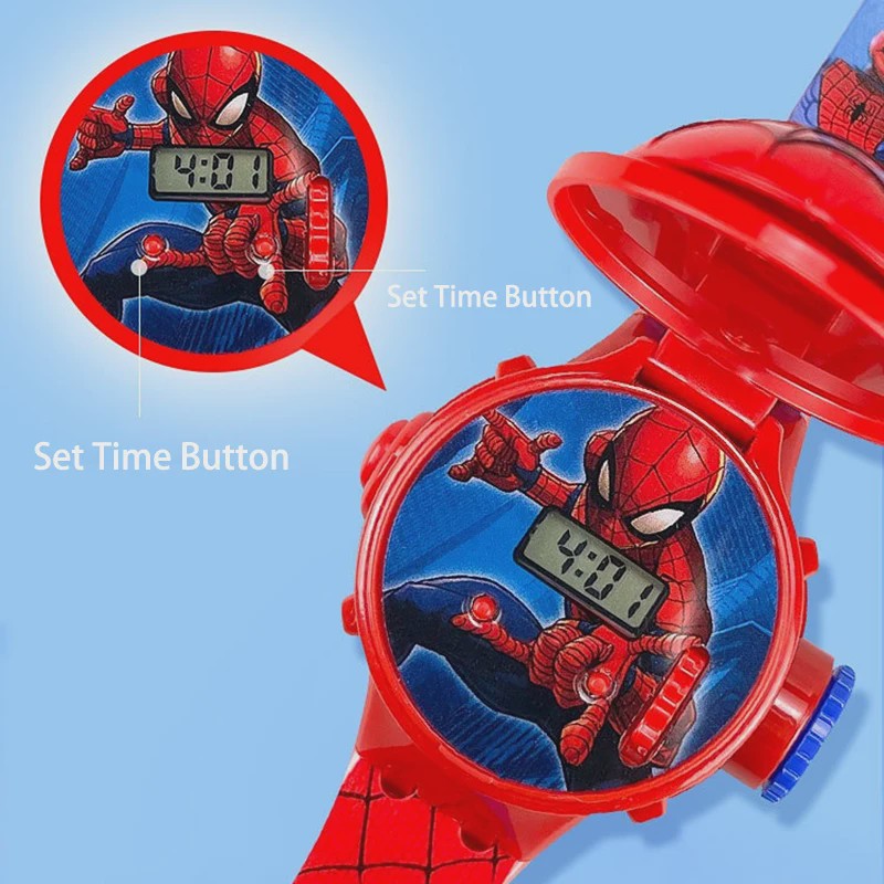 Projectie Kinderhorloge met Superhelden - Spiderman, Iron Man, Captain America & Hulk