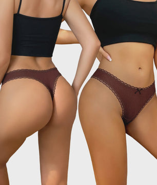 7-Delige Set Dames Thongs van Katoen met Kant - Sexy en Comfortabel Ondergoed (S-3XL)