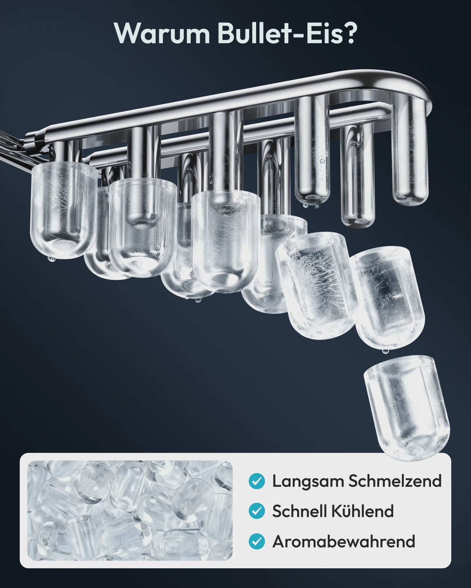 Compacte IJsblokjesmachine: 12kg/24u, Snel ijs in 6 min, Zelfreinigend, Draagbaar, Stil & RVS Look