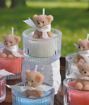Luxe Geurkaars Teddybeer in Glazen Pot met Lint - Pastel Cadeau voor Vrouwen, Bruiloft & Feestdagen