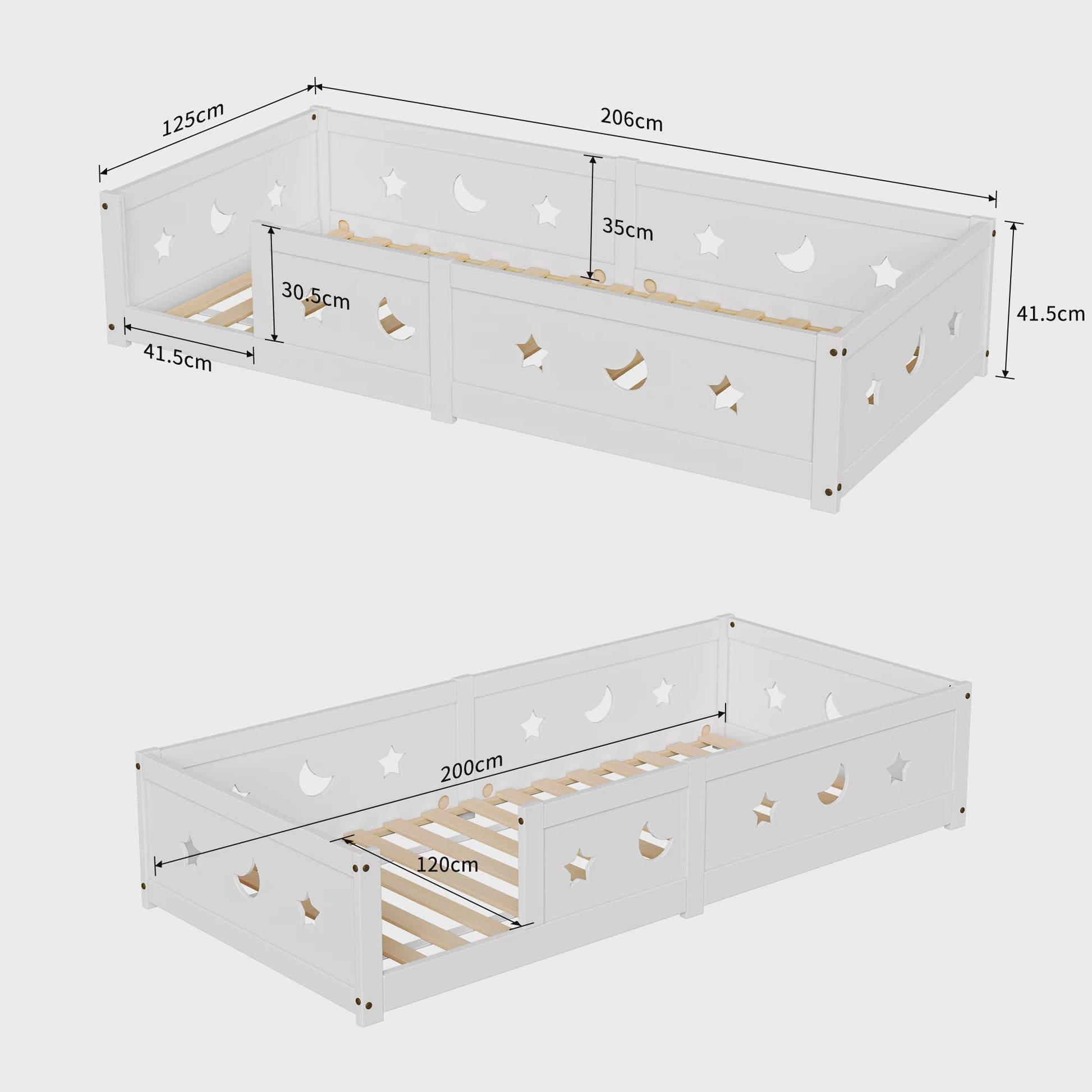 Montessori Houten Kinderbed met Valbeveiliging - Scandinavisch Design - Veilig Peuterbed