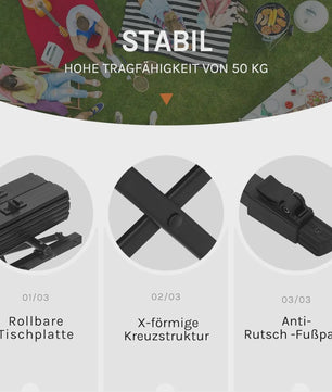 Verstelbare Campingtafel - Opvouwbaar, Lichtgewicht en Draagbaar Bureau voor Buiten