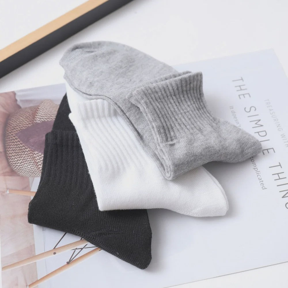 10 Paar Heren Katoenen Sokken - Mid-Calf, Effen Kleur, All Seasons