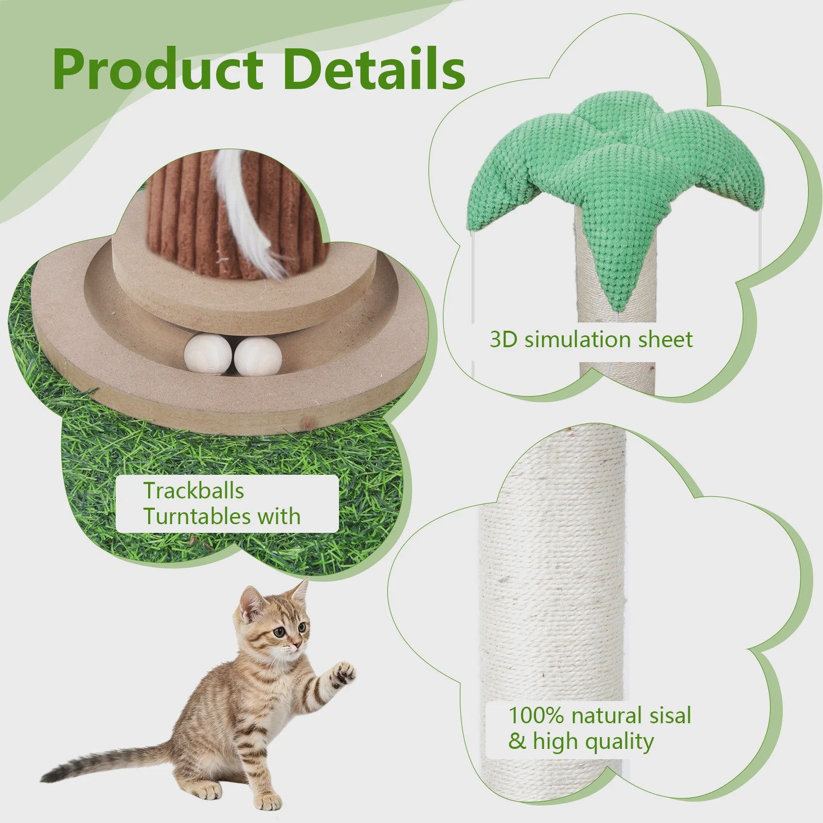 Luxe Kattenkrabpaal met Hangende Bal en Speeltoren - Natuurlijk Sisal Touw