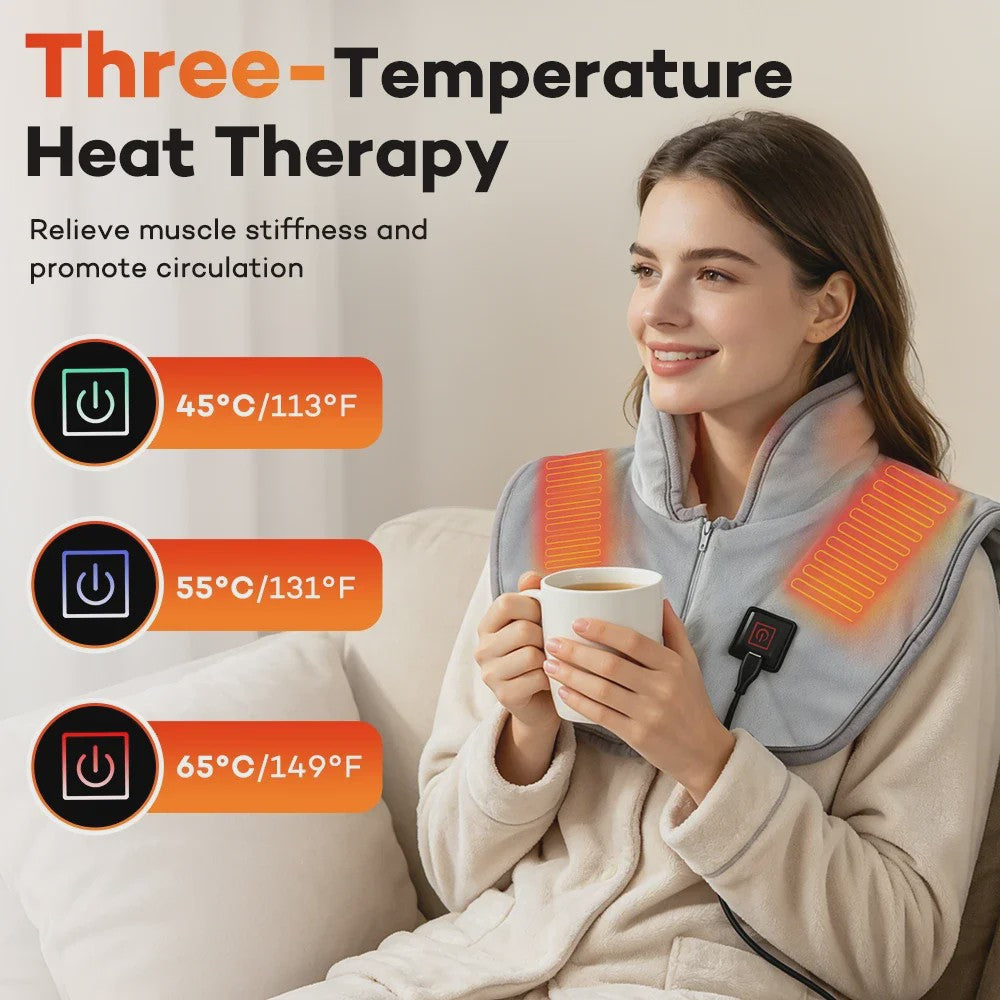 Elektrische Verwarmde Schouder-Nek Sjaal - Thermische Compressie voor Ontspanning en Warmte