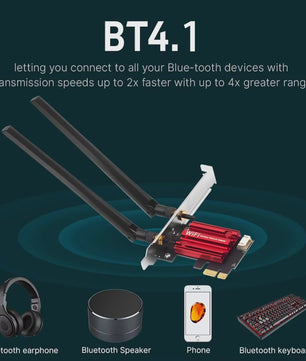 KEBIDUMEI DW1820 AC1200 PCIe WiFi Adapter met Bluetooth 4.1