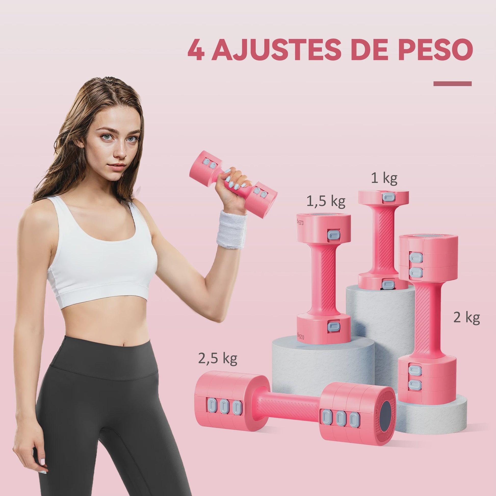 Verstelbare Dumbbell Set 4-in-1 (1-2.5 kg) - Compact en Veilig Trainen