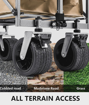 Klapbare Campingwagen met Tafelblad - Grote Capaciteit & All-Terrain Wielen