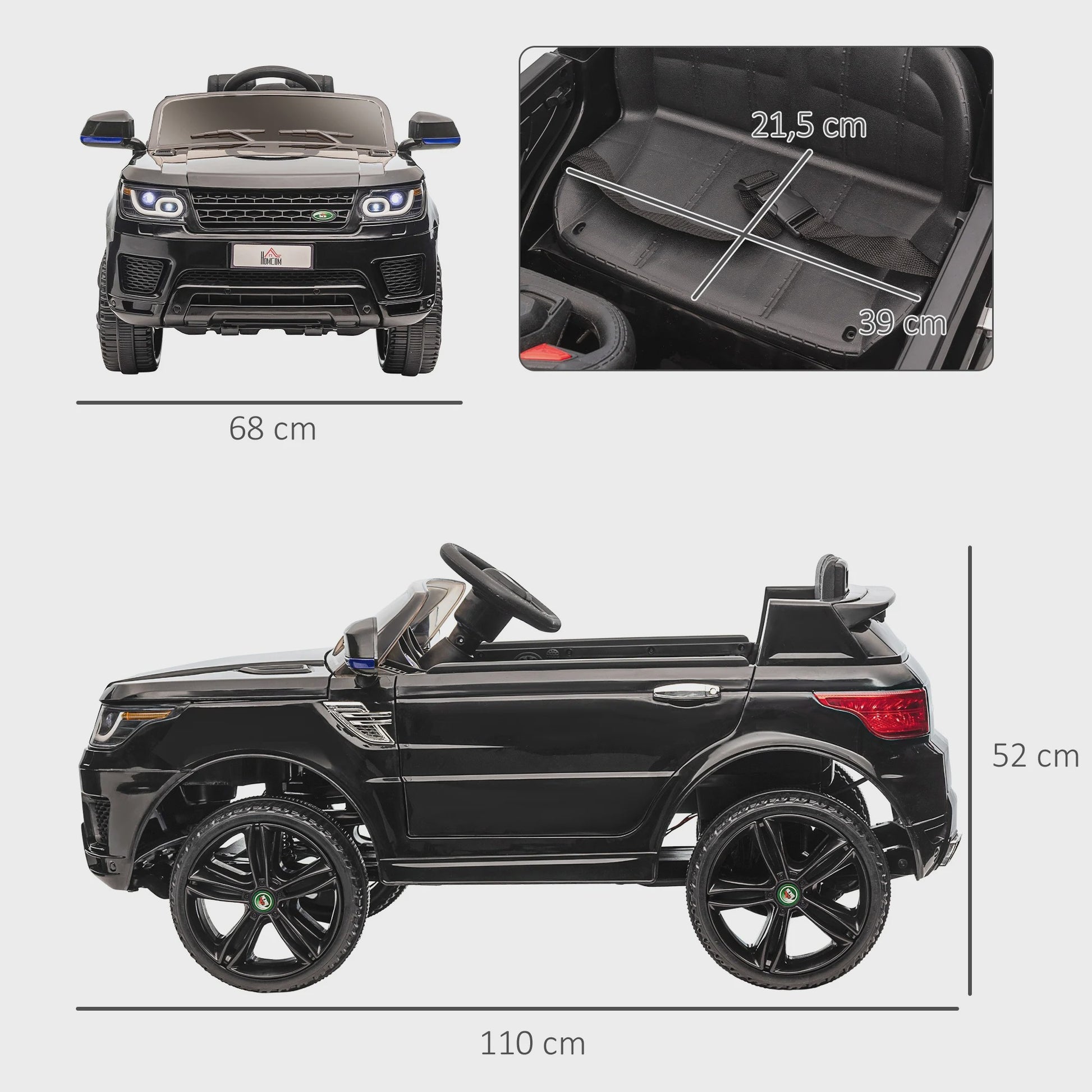Elektrische Kinderauto met Afstandsbediening - 12V, 2 Motoren, Zwart (3-6 Jaar)
