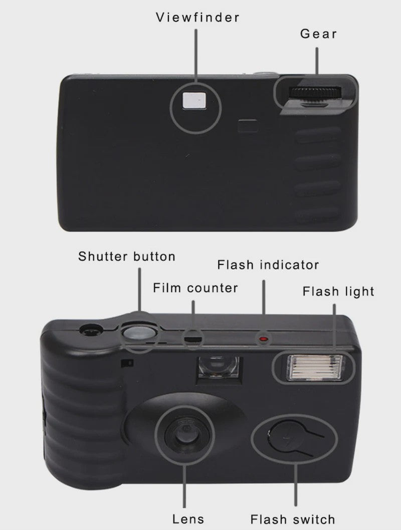 Vintage Wegwerpcamera 35mm met Flits - Retro Filmcamera voor Feestelijke Momenten