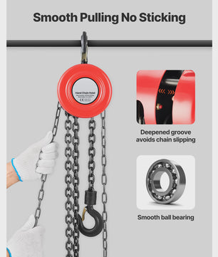Handkettingtakel 1T/2T - Robuuste Handlier met 2.5/3/6m Hefhoogte voor Garage & Werkplaats