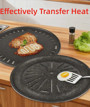Koreaanse BBQ Grillplaat Rond - Non-stick & Makkelijk Schoon te Maken - Voor Buiten Grillen