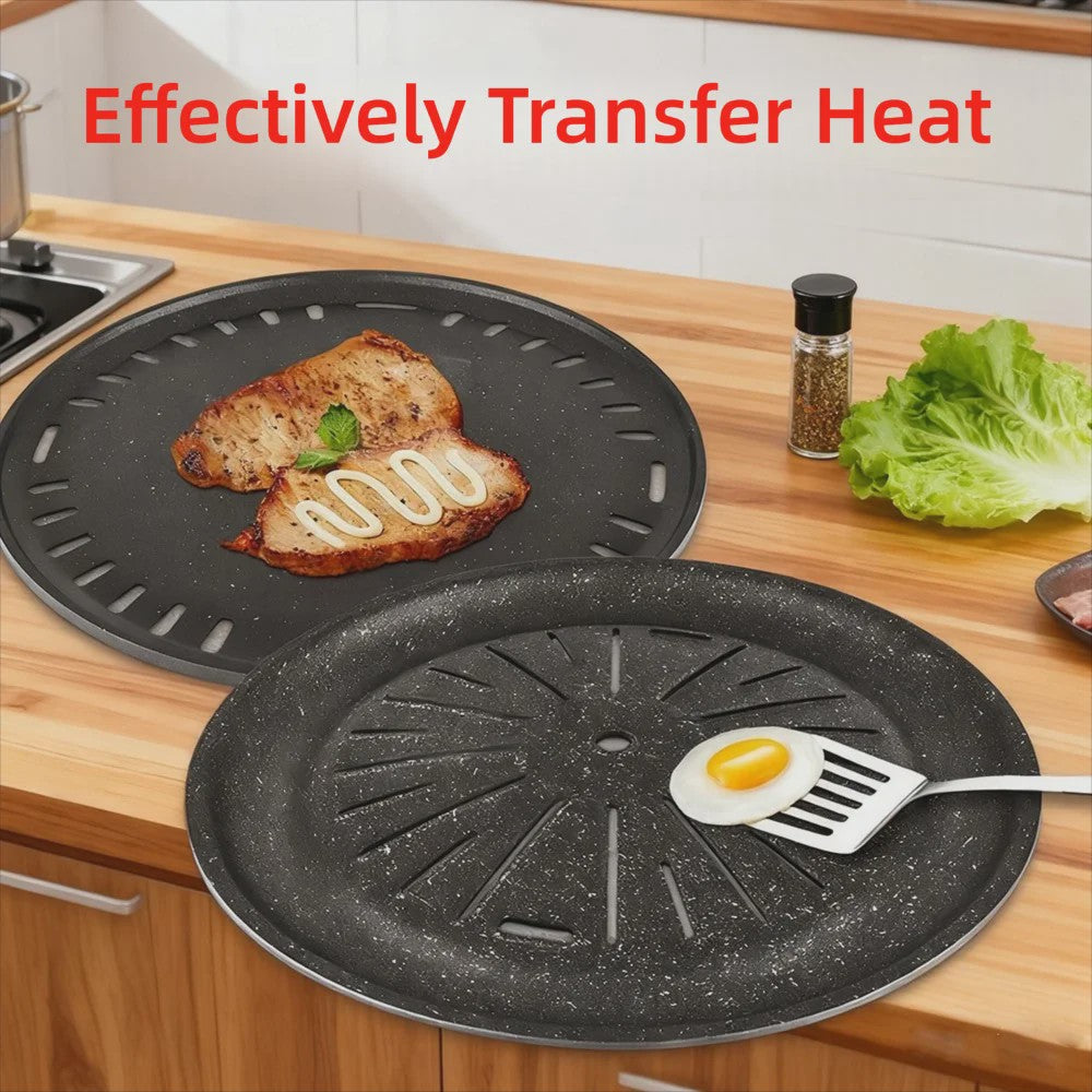Koreaanse BBQ Grillplaat Rond - Non-stick & Makkelijk Schoon te Maken - Voor Buiten Grillen
