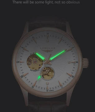 LONGLUX Heren Automatisch Skeleton Horloge - Elegant, Waterdicht & Romeinse Cijfers