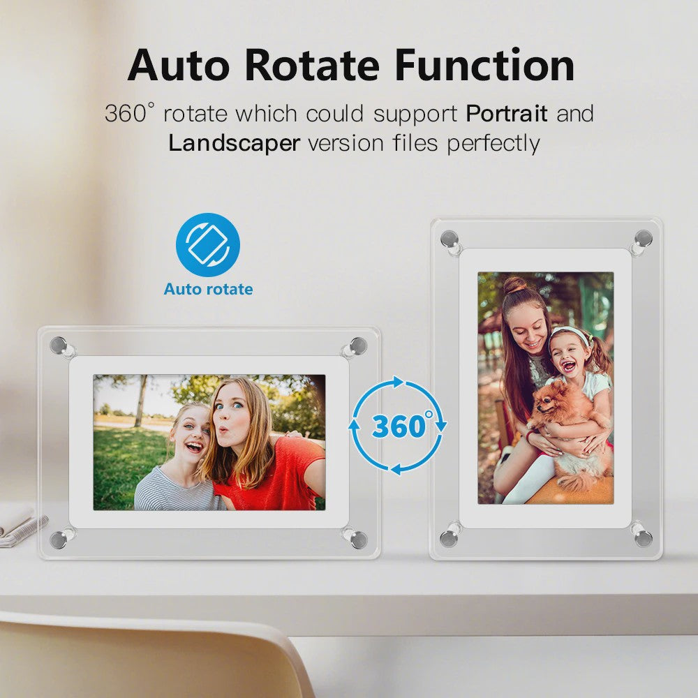 Digitale Fotolijst 5 & 7 Inch - Acryl, IPS Scherm, 4GB Geheugen, Oplaadbaar