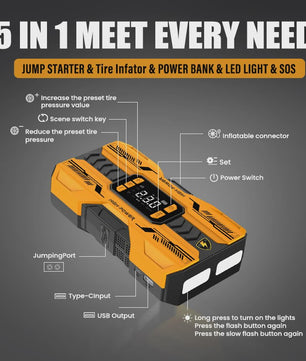 AntPower 1200A Jump Starter & Powerbank met Bandenpomp & LED - Start Elke Auto