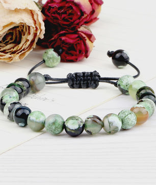 Verstelbare Natuursteen Armband - 8mm Agate & Onyx Kralen voor Mannen en Vrouwen