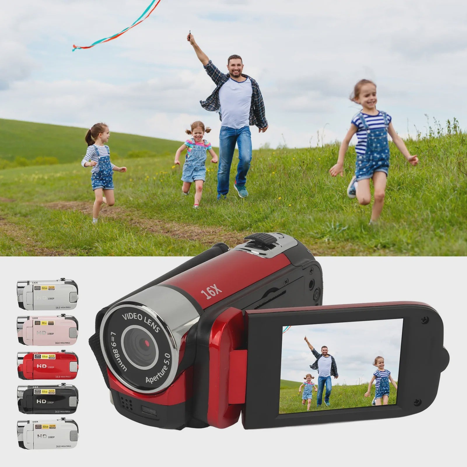 Digitale Camera D90 - 16MP Full HD 1080P, 16x Zoom, Draaibaar Scherm & Vullicht