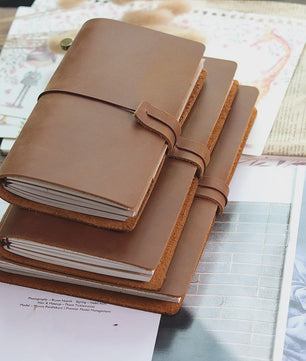 Leren Reisdagboek Navulbaar - Handgemaakt Retro Notitieboek voor Schrijven, Tekenen & Cadeau