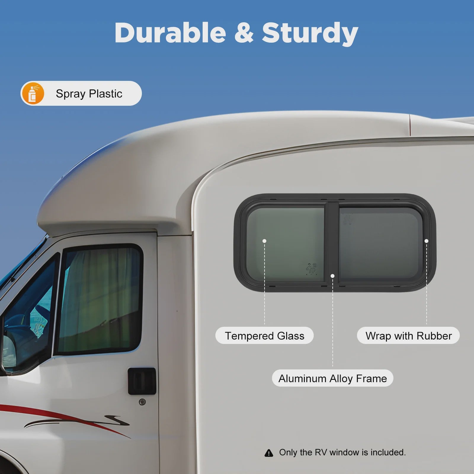 RV Zijraam 700x400mm / 600x300mm - Getint Schuifraam met Hor en Hoge Privacy