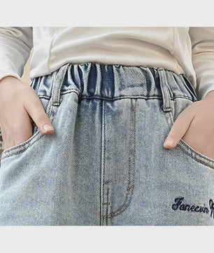 Modieuze Jeans met Strikjesprint voor Meisjes (4-14 jaar) - Wijde Pijpen Denim Broek
